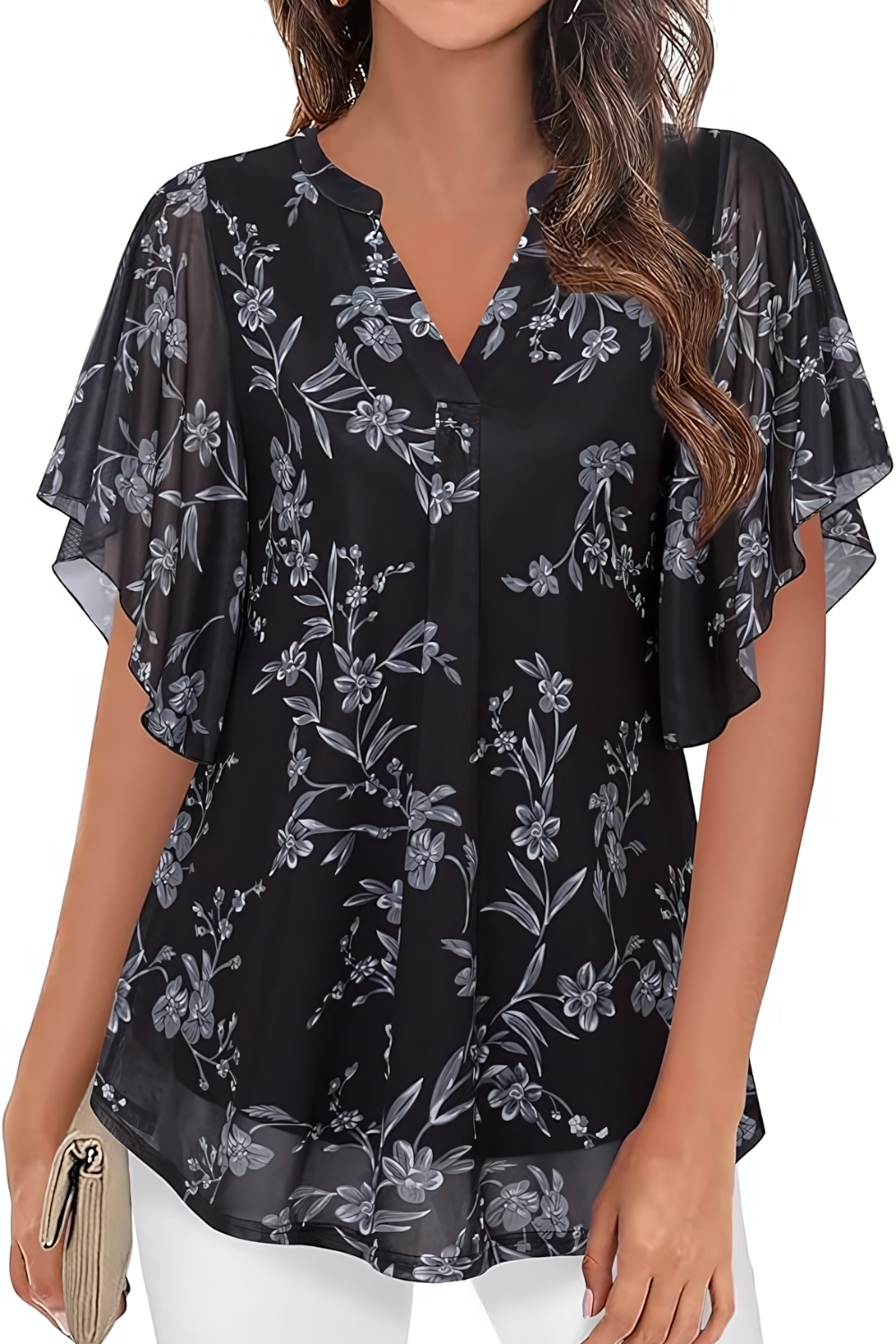 women's chiffon blouse with puff petal sleeves women's chiffon blouse with puff petal sleeves