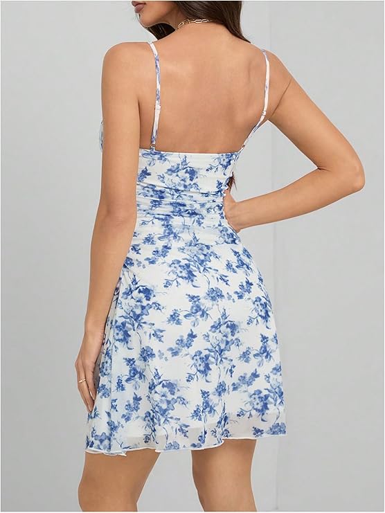 boho floral ruched cami dress for women boho floral ruched cami dress for women